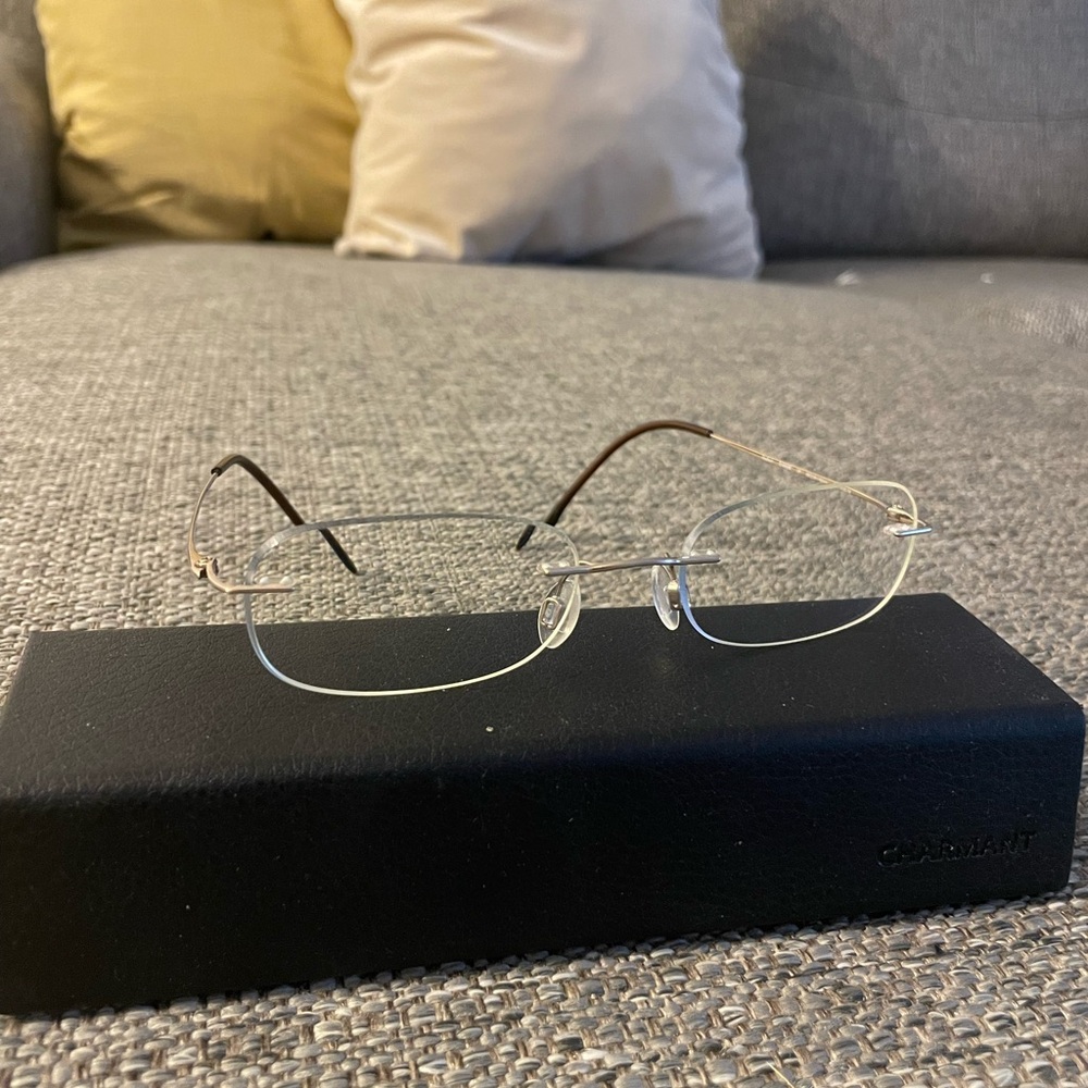 Charmant Eyeglasses Ch8600e Titanium Rimless Chassis Optical Frame View 3